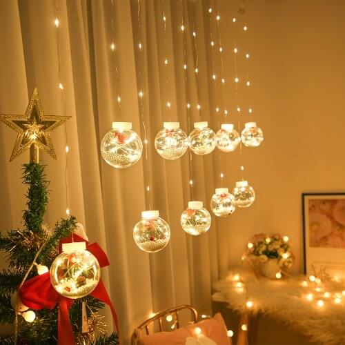 Christmas Wishing Ball Colorful /Warm Colors Winter Curtain Decoration Lights Girls New Year Gift Party LED Copper Chandeliers