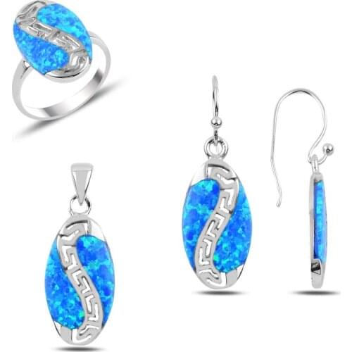 Silver 925 Sterling Opal Stone Set