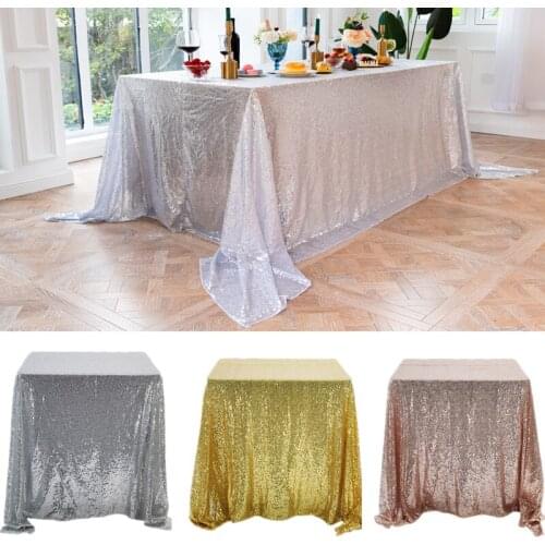 New Sequin Tablecloth Silver Gold Glitter Rectangular Table Cloth For Wedding Decoration Party Banquet Christmas Home Decor