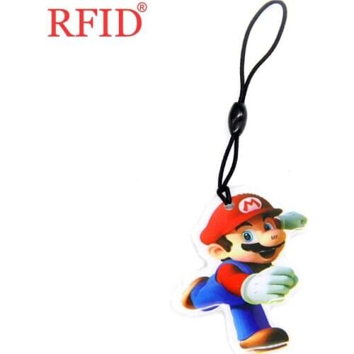 UID S50 1K 13.56Mhz Changeable Rewritable Writable Tags RFID IC Card Keychain Key Fob Ring Animated Pattern Badge Key Fobs 1pcs