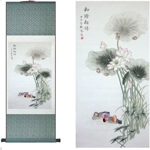 Spring Flower painting Home Office Decoration Chinese scroll painting flower art painting Chinese paintingPrinted painting