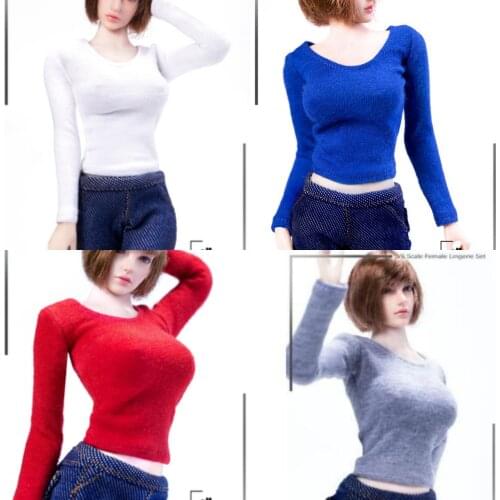 Manmodel 1/6 MM01B Female White Long-sleeved Round Neck Bottoming Shirt Clothes