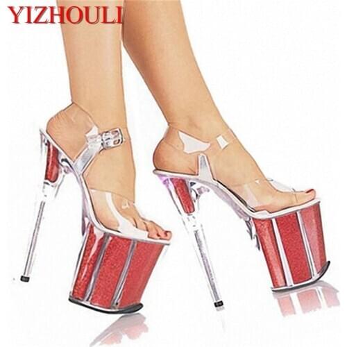 Ladies Sexy Party Heels Wedding Shoes Platform Crystal Shoes 20CM Ultra High Heels Sandals
