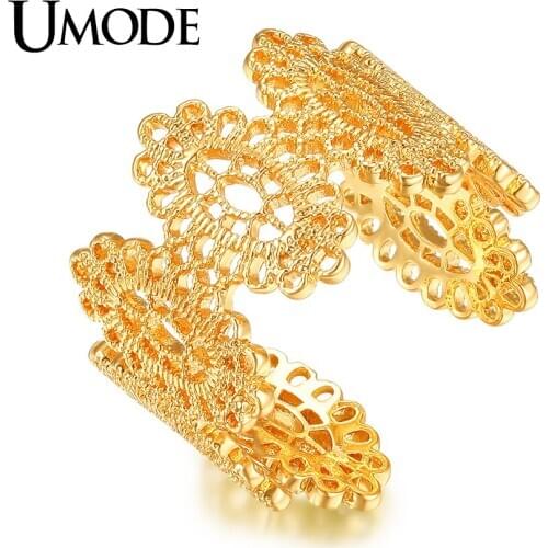 UMODE Rose Gold Color Flower Open Ring for Women Fashion Party Jewelry Cocktail Ring Female Trendy Bague Femme Hot Gift AUR0384A