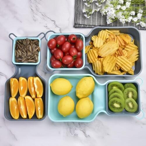 10PCS Creative Fruit Dishes Pan Saucer Tea Tray Dessert Dinner Plate Tableware Set Multi-layer Divided Nut Snack Storage Box