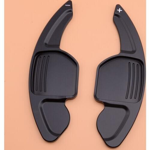 2pcs Black Aluminum Alloy Steering Wheel Shift Paddle Gear Shifter Extension Fit for Audi TT Q7 R8 A6 S4