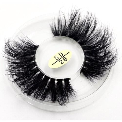 25mm 5D 26 Very Long Fluffy Mink Lashes Natural Strip Cruelty Free High Volume Cross Soft Real Mink Lashes False Eyelashes