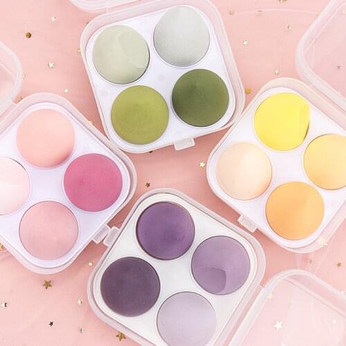 4PCS Sponge for Makeup Beauty Blender with Box Foundation Powder Blush Make up Tools Beauty Cosmestic Sponge Egg Wet and Dry Use