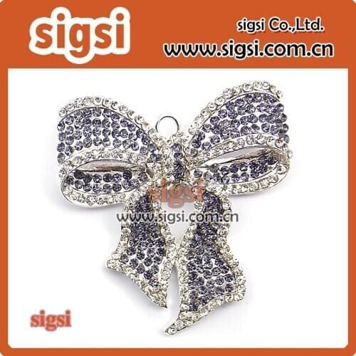45mm purple rhinestone bow pendant for necklace jewelry DIY making