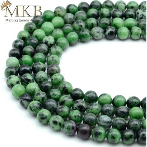A+ Genuine Natural Epidote Rubys Zoisite Stone Beads For Jewelry Making 6 8 10 12mm Gem Round Beads Diy Bracelets Wholesale