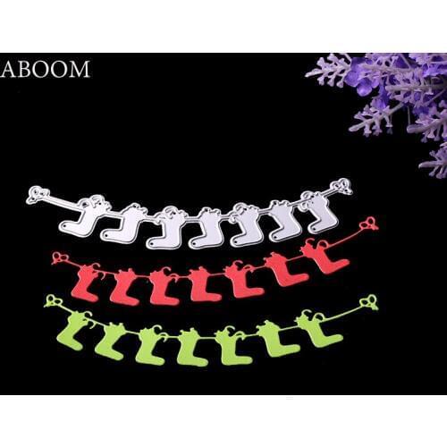 ABOOM New 1PC Cartoon Cute Socks Rope Metal Die Cutting For Scrapbooking DIY Hand Christmas Wedding Halloween Die Cut Template