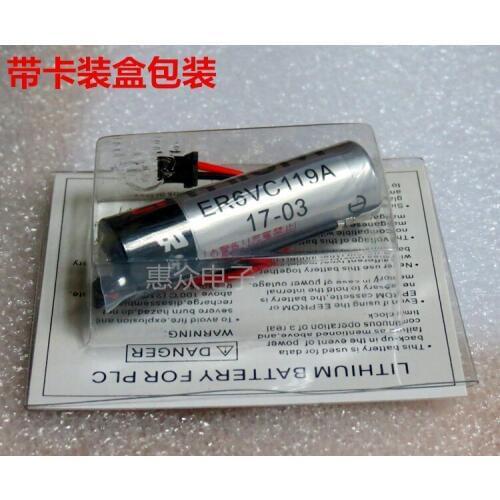 2Pcs/Lot 100% Original New ER6V ER6VC119A 3.6V 2000mAh PLC Battery With Black Plug Free Shipping