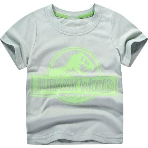 Bambino 2021 New Summer Tee for Boys 2-7 Years Dinosaur T Shirt of Children Top Clothes of School Kids 100% Cotton Clothing