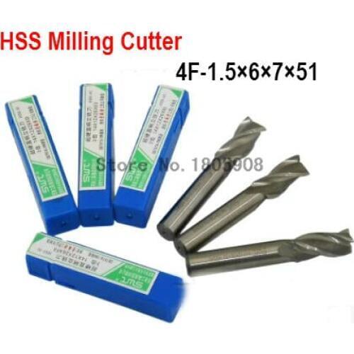 Free delivery 4 slot 10PCS M1.5 high speed steel straight shank vertical milling cutter milling cutter of end milling cutter