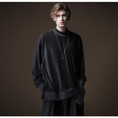 Free shipping New Mens Male Unique Fashion Pinli 2021 Black Spring Shoulder Pullover Loose Casual Sweatershirt B204109302