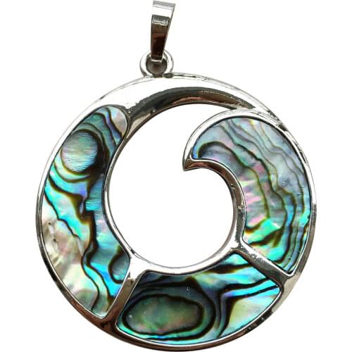 Free Shipping Women Fashion Jewelry Beautiful New Zealand Abalone Shell Round Pendant Bead 1pcs C9707