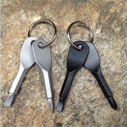 Stainless Steel Keychain Screwdriver Flathead Head Key Ring Key Chain Screwdriver Silver/Black Travel Kit Gifts Y10
