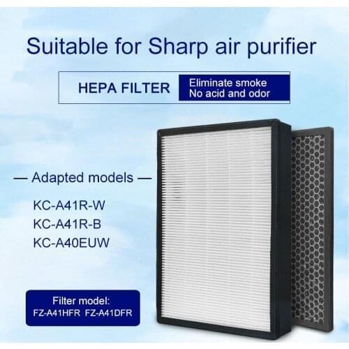 For Sharp Air Purifier FZ-A41HFR FZ-A41DFR H13 Hepa Activated Carbon Filter Replacement KC-A41R-W KC-A41R-B KC-A40EUW