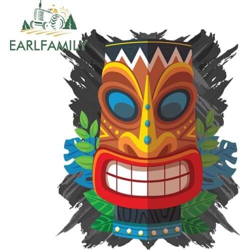 EARLFAMILY 13cm x 10.9cm for Hawaii Tiki Car Sticker Personality Creative Fine Camper Decal Scratch-proof Window Decoration
