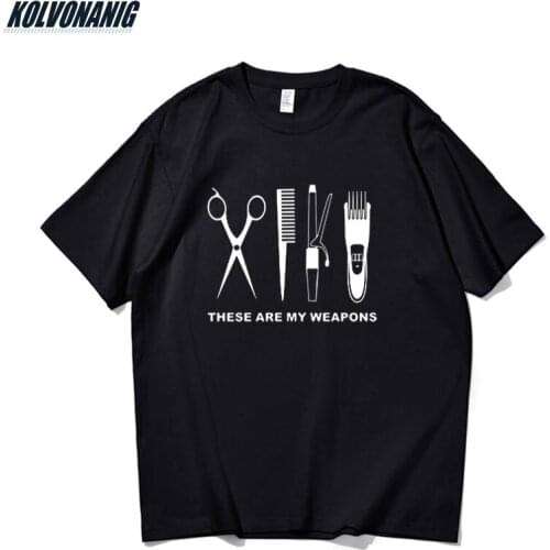 Barber Hairdresser Scissors Weapon Gothic Oversized Mens Clothes O-Neck Cotton Unisex Harajuku T-Shirt Punk Tops