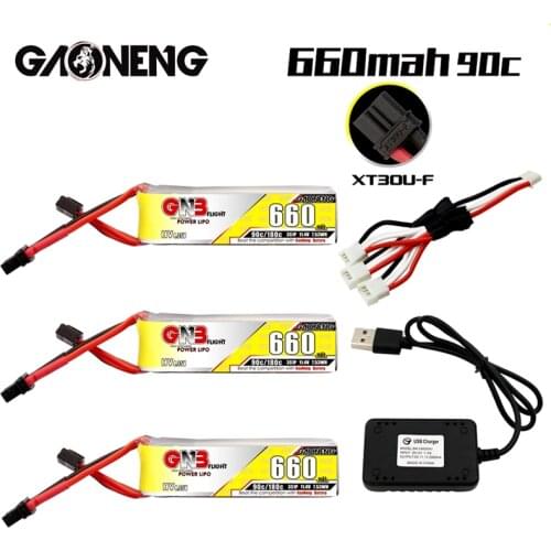 Gaoneng GNB HV Lipo Battery 660mAh 3S 11.4V 90C/180C XT30U-F +Charger for FPV Racing Drone 4 Axis UAV RC Quadcopter RC Drone
