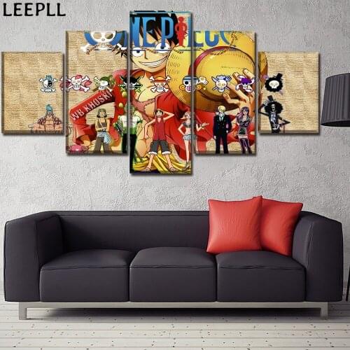 Canvas Home Decor Wall Art Pictures 5 Pieces Anime One Piece Role Painting For Living Room HD Printed Modular Unique Poster