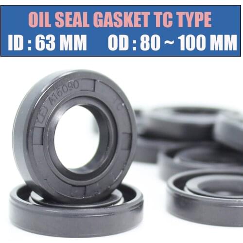 ID 63mm Oil Seal Gasket TC Type Inner 63*80/85/88/90/100 mm 1PC NBR Skeleton Seals Nitrile Covered Double Lip With Garter