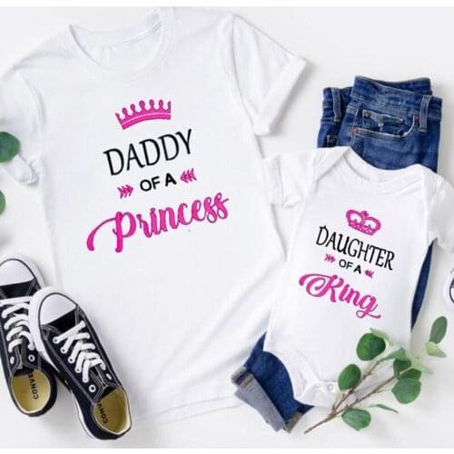 Funny Daddy and Girl Print Family Matching Clothes Cotton Matching Family Look Outfits for Father Daughter Tshirt Baby Romper