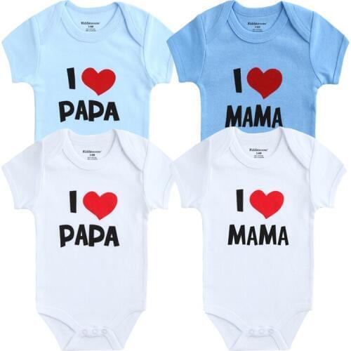 4Pcs Clothing Set Baby Boy Bodysuits I Love Papa Mama Printed Baby Girls Clothes Roupas de bebe Baby Clothes