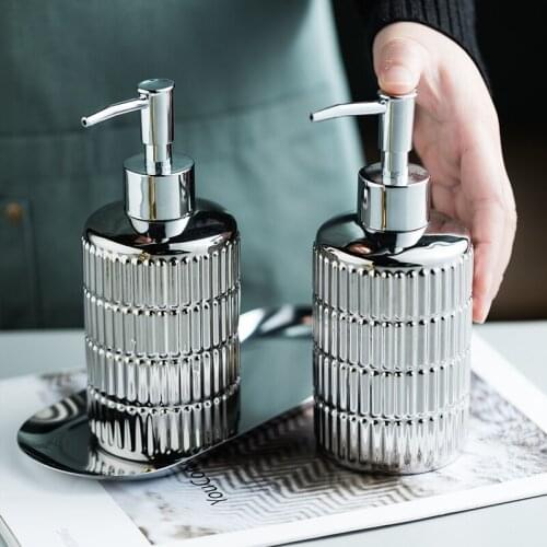 Light Luxury Ceramic Electroplating Bathroom Soap Dispenser Shampoo Press Bottle Household Bathroom Decoration Accessories