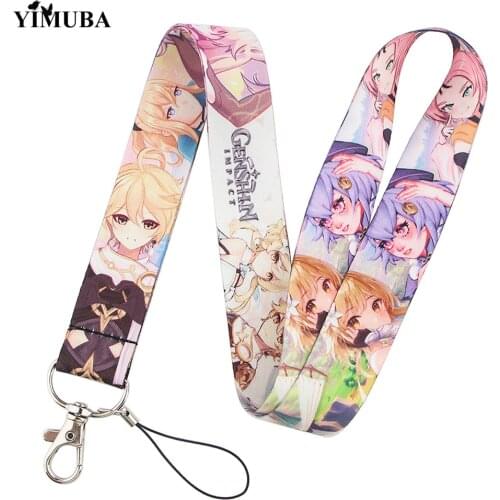 Hot Game Anime Genshin Impact Lanyards Keychain ID Card Gym Mobile Phone Neck Straps Hang Rope Lariat Ribbon Lanyard Teens Gift