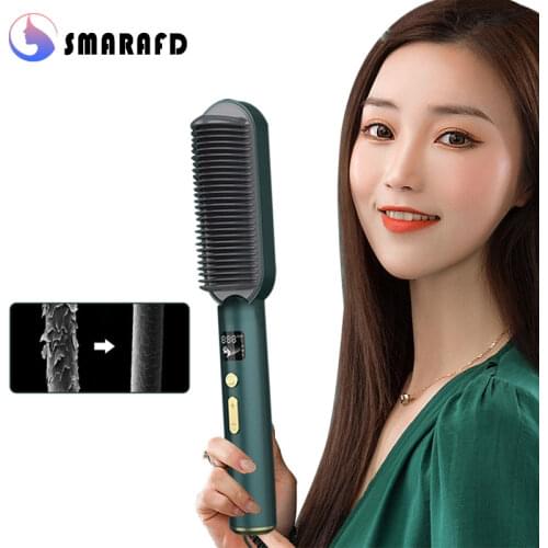 Multifunctional ceramic hair straightener comb fast heating straight hair curler corrugated styling hairdressing tool