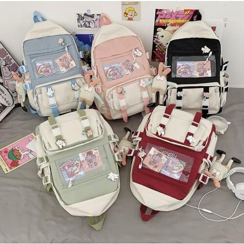 Summer Harajuku Fashion Womens Backpack Nylon Large-capacity Contrast Color Student School Bag Lightweight Travel Backpacks