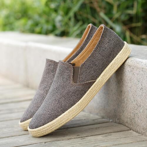 2019 Men Canvas shoes eathable Mens Loafers Slip on Solid Hemp Mens Trainers Espadrilles Men Chaussure Homme buty meskie K6-18