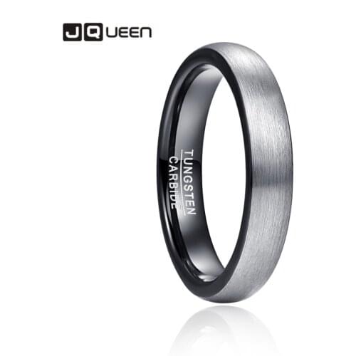 Jqueen 4mm Inner Electric Black Dome Tungsten Steel Ring Tungsten Steel Ring Mens Engagement Jewelry