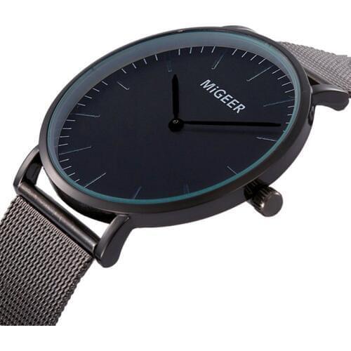 New Men MIGEER Watches Luxury Designer Stainless Steel Quartz Watch Women Elegant Analog Wristwatch Bracelet Relojes Masculino