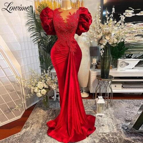 Muslim Applique Beaded Mermaid Evening Dresses 2021 Plus Size Evening Gowns Formal Vestidos De Soiree Robes Arabic Party Dress
