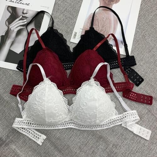 Sexy Lace Bra Women Comfortable Gathering No Steel Ring Triangle Cup Underwear Thin Ladies Bra