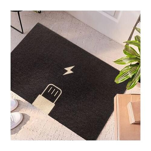Creative Charging Plug Pattern Carpet Home Door Dustproof Wire Ring Floor Mat Non-slip Bathroom Kitchen Door Mat