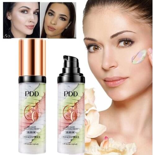 Rainbow Tricolor Makeup Base Cream Facial Base Makeup Full Cover Brighten Skin