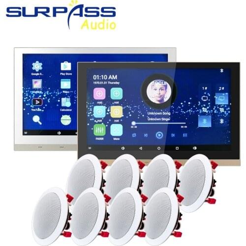 Touch Screen WiFi Bluetooth Wall Amplifier Audio Big Power 8*25W Speaker Kit Android Class D Digital Stereo Smart Home Theater