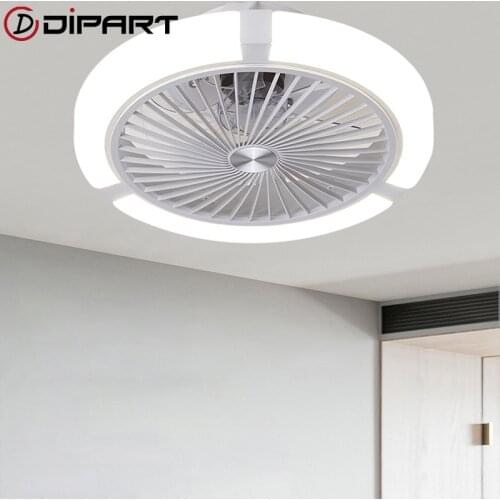 Modern Simple Ceiling Fan Lamp Fans With Lights Remote Control Bedroom Decor Ventilator Air Invisible Blades Retractable Silent