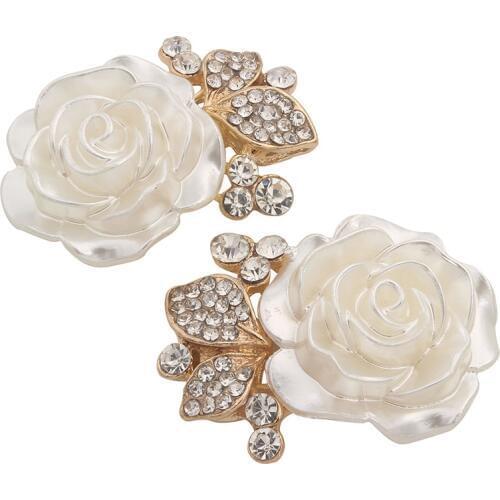 Rhinestone Pearl Decorative Buttons for Crafts Crystal Resin Button Flatback Applique Craft-supplies 35mm 5pieces