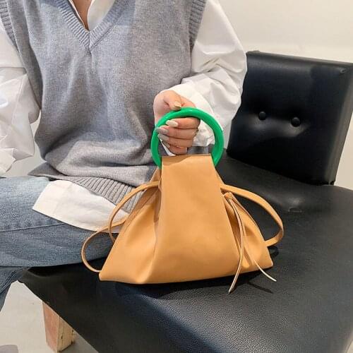 Pu Leather Triangle Shape Tote Bag 2021 Purse And Handbags Womens Bag Ladies Shoulder Hand Bags For Women Beige White Black