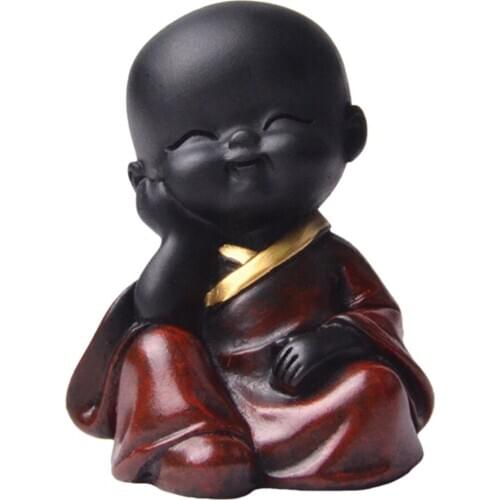 Chinese Style Resin Little Monk Statue Home Table Top Ornament