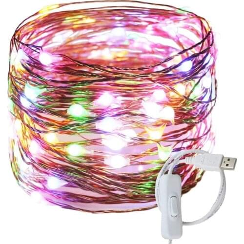 USB 5M/10M LED Copper Wire Holiday String light with on/off Switch Christmas Garland Lights For Home Wedding Party Decoration