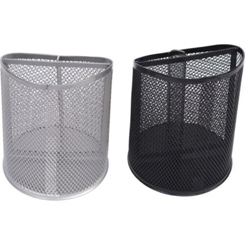 High Quality Round Steel Mesh 3 Storage Compartments Black and Silver Lovely Girls Women Makeup Brush Holder Durable