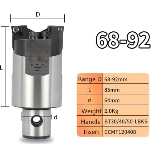 1PCS High precision RBH68-92-C Twin-bit Rough smooth Boring Head cutter used for deep holes, for insert, boring tool