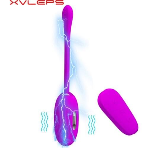 Xvleps Female Masturbator Electric Shock Pulse Clitoral Vibrator Vagina G Spot Vibrating Jump Eggs Electro Orgasm Remote Control