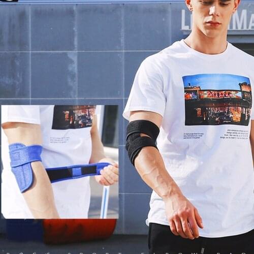 1Pcs Adjustable Elbow Support Brace With Compression Pad Double Strap Metal Spring Elbow Protector Warmth Sports Elbow pads